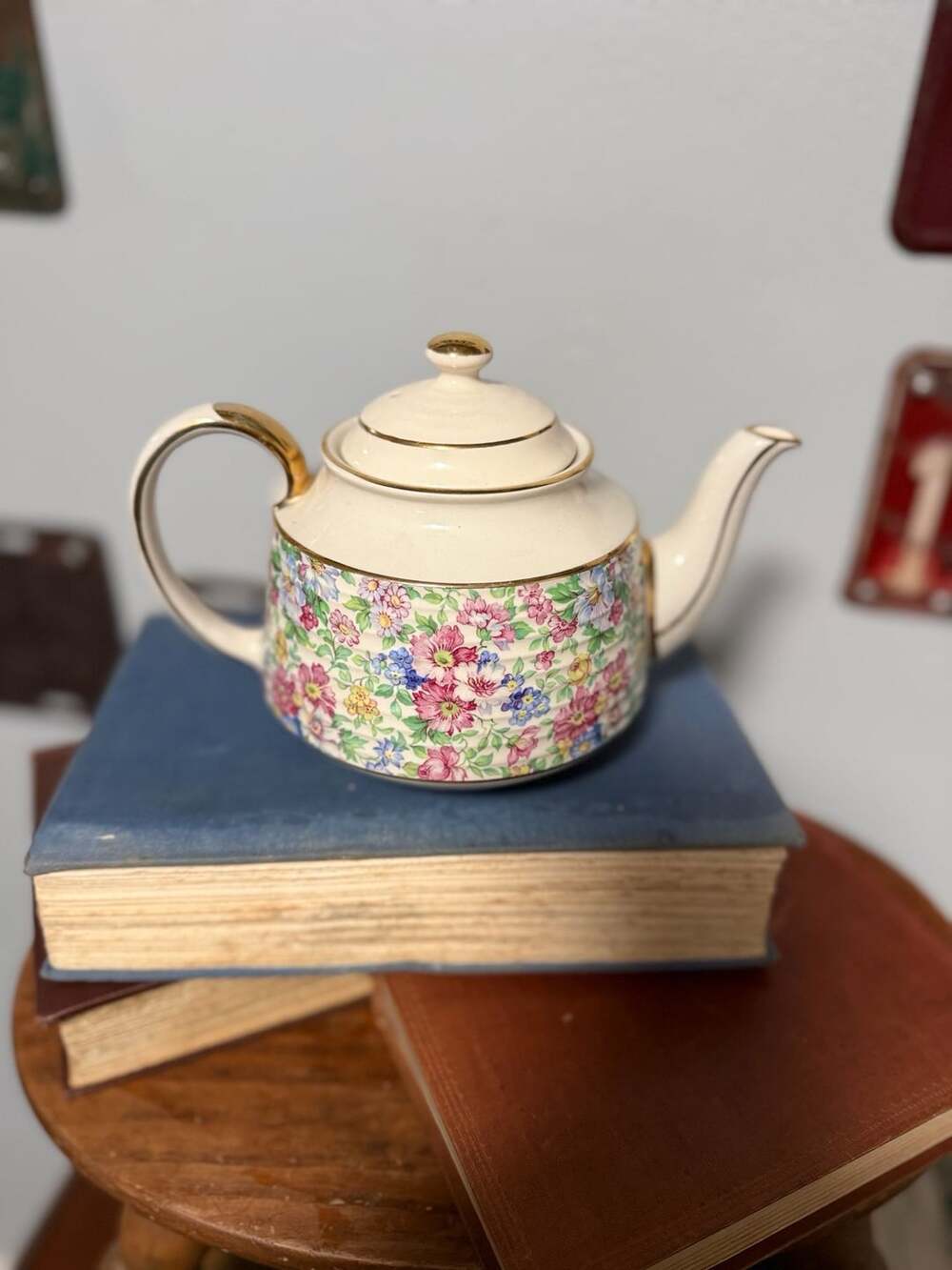 Sadler England Floral Chintz Teapot Gold Trim 3471